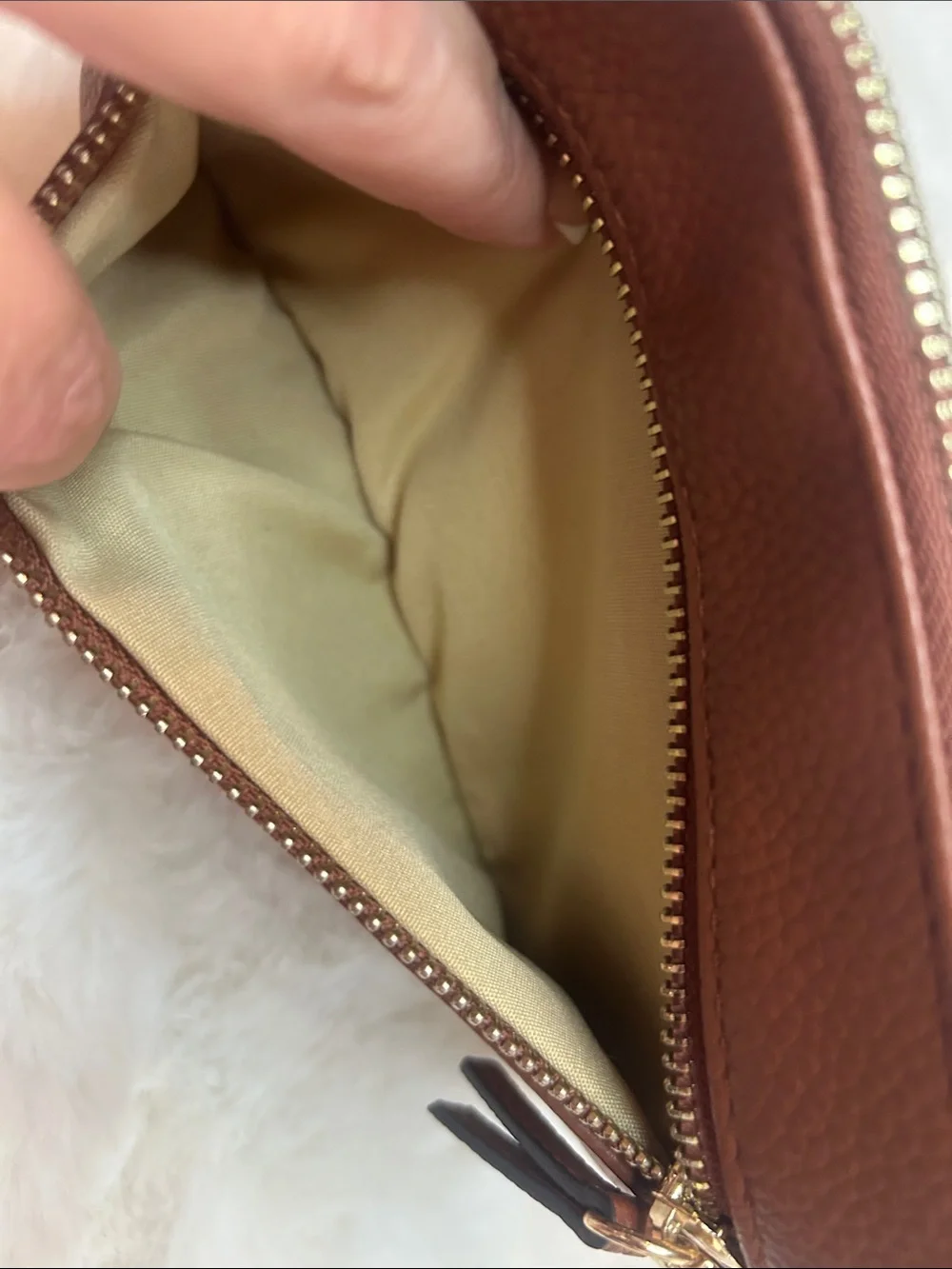 Nanette Lepore Brown Pebbled Leather Wristlet Clutch with Gold Hardware